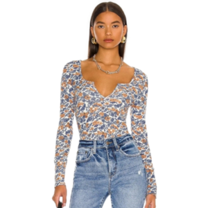 Free People Ciara Floral Thermal Layering Top size S